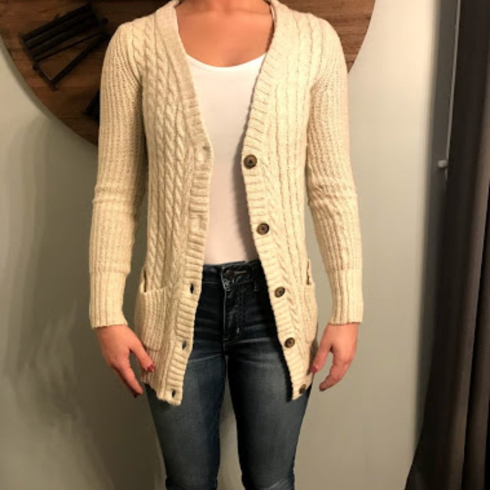 Aeropostle Button Down Cream Sweater Size S/P